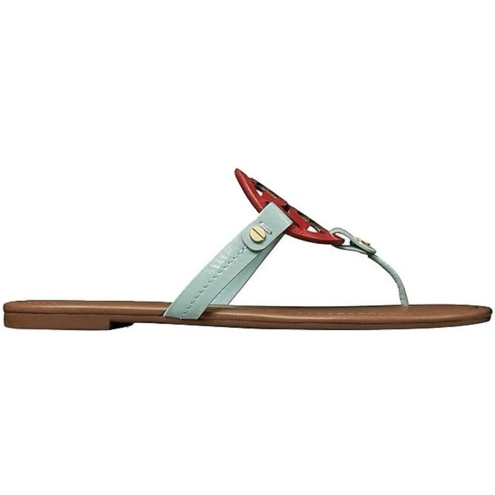 Tory Burch Miller Sea Bubble Flip-Flops Sandal 7.5 Red Light Blue - Picture 4 of 4